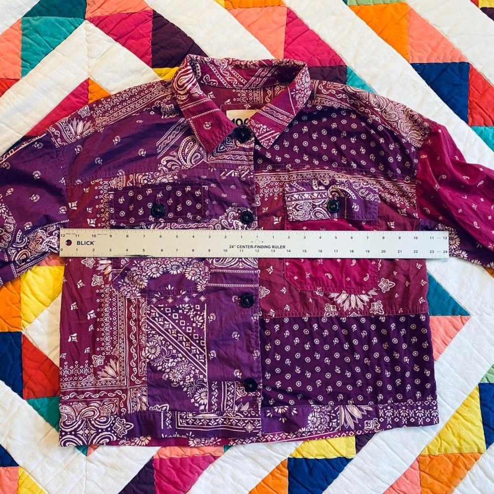 Southwestern bandana print button-up light shirt jacket in Purple - Picture 5 of 8